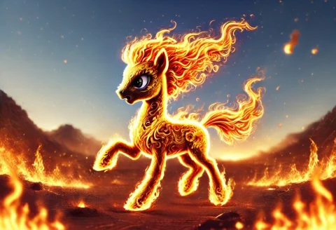 Flamestyle, Majestic Stallion, Running Across The Desert — Stable Diffusion AI Prompt: flamestyle, majestic stallion, running across the desert