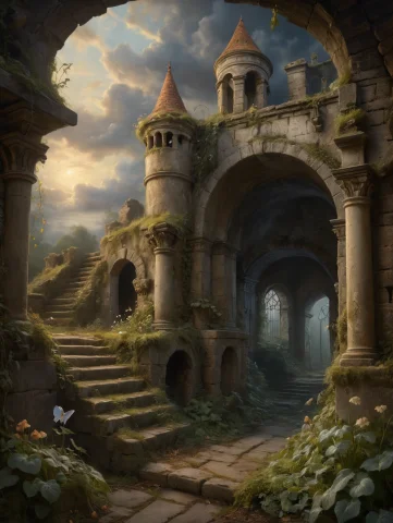 Oil Painting, Fairies Play With The Ghosts Of The Past In An... — SDXL AI Prompt: oil painting, Fairies play with the ghosts of the past in an enchanted garden in...