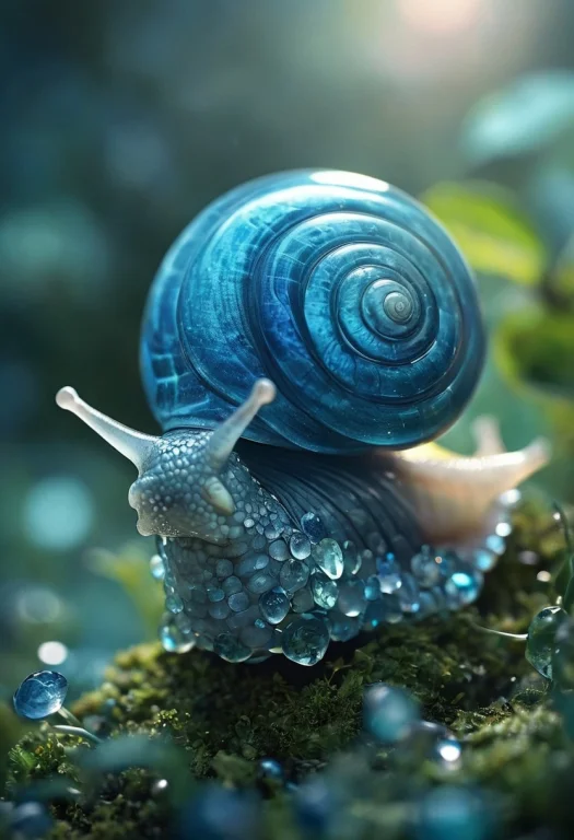 Highly Detailed Image Of A Snail Crafted Entirely From Blue...