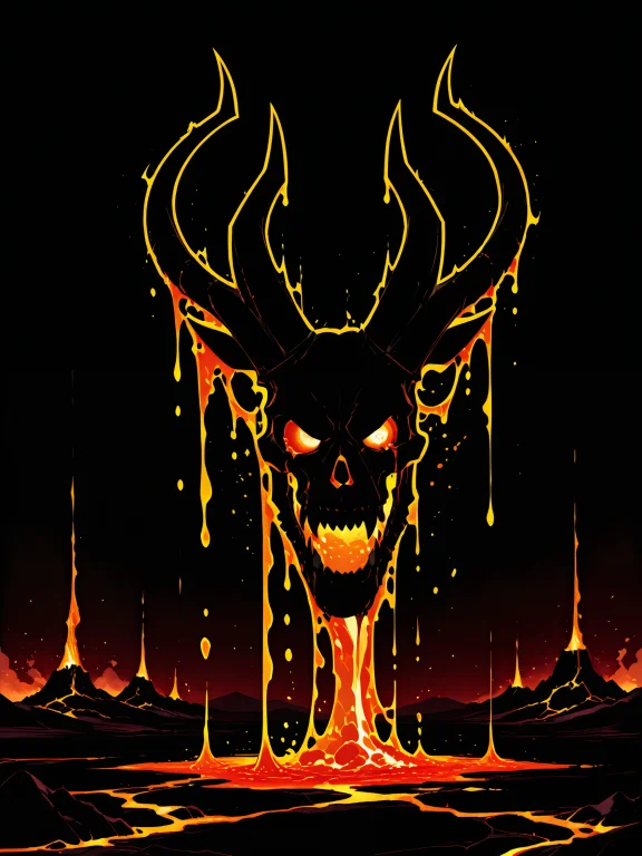 Vibrantoutline, Lava Orange, Pure Black Background, Pure Bla...