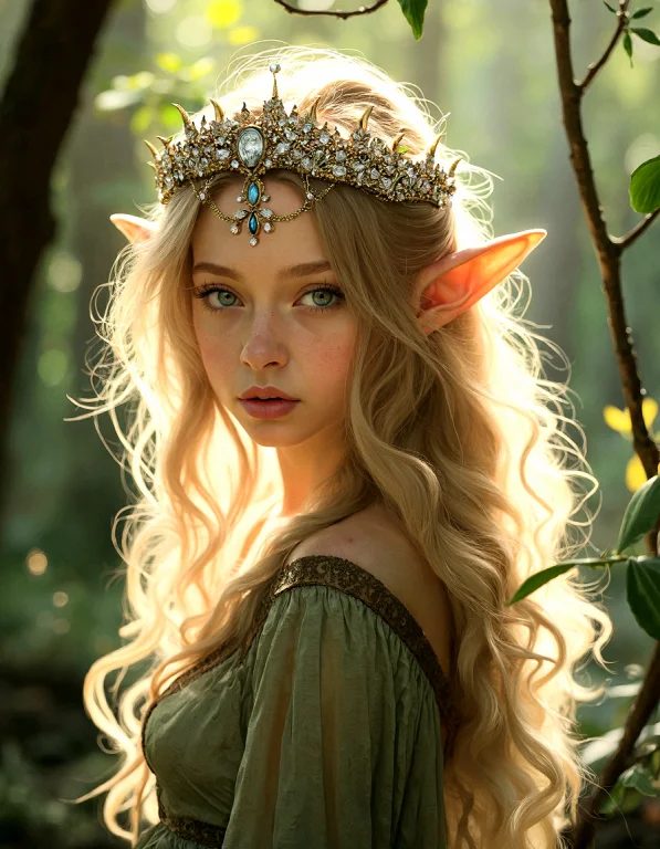 Extreme Photorealistic Depiction Of A Serene Young Elven Pri...