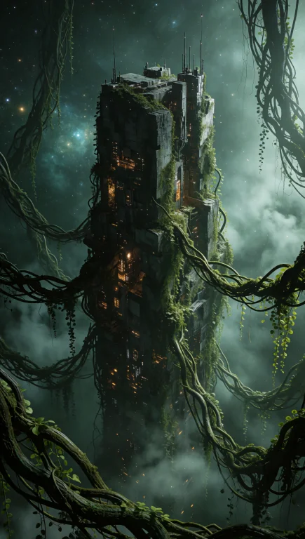 98. Monolithic Space Gateway, Overgrown Alien Vines, Misty C...