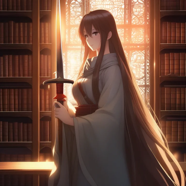 1girl, Very Long Hair, Brown Hair, Side Ponytail, Closed Eye...