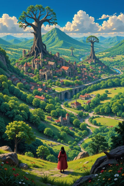 A Druid City Beautiful Landscape, Morning, Woman, Very Intri...