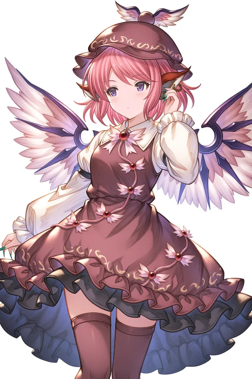 , , Touhou, Mystialorelei, 1girl, Adjustinghair, Birdwings,...