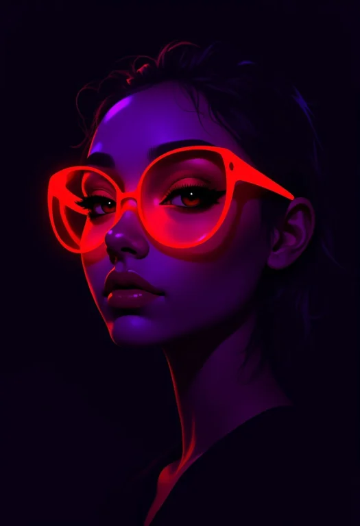 Ffdac, A Woman Wearing Glowing Red And Purple Sunglasses, Be...