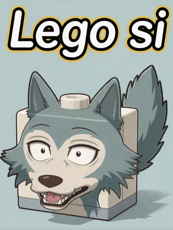 A Single Square Lego Brick With Legoshis Face On It. Smiling...