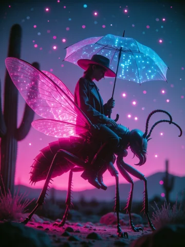 This Is A Digital Artwork Depicting A Surreal, Futuristic Sc... — Stable Diffusion AI Prompt: This is a digital artwork depicting a surreal, futuristic scene at dusk. The cen...