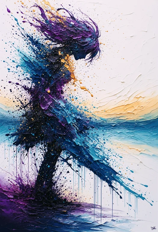 An Expressive Abstract Expressionist Oil Painting Of Sorahos...