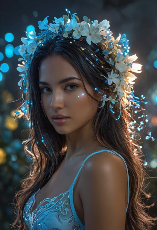 Beautiful Latina, Flowers, Flowers In The Hair, Lights, Biol...
