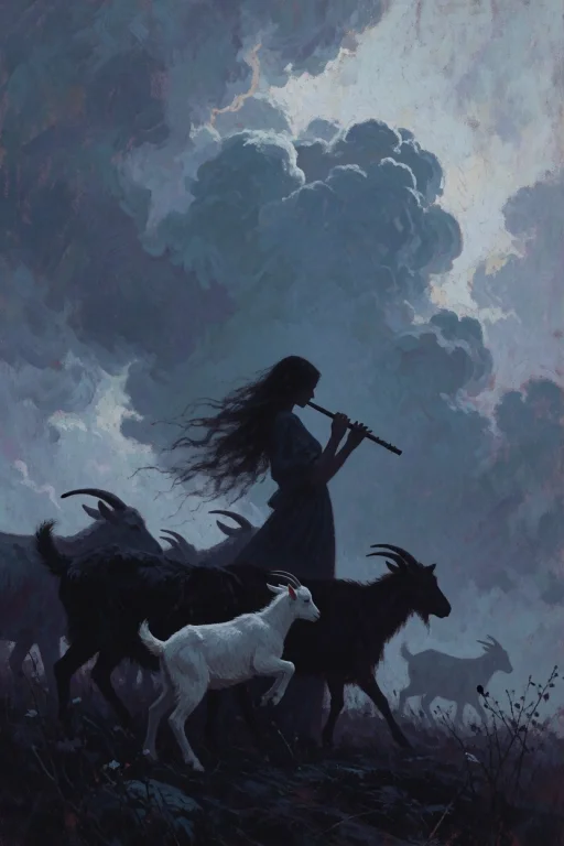 The Image Depicts A Mystical And Atmospheric Scene Set Again...