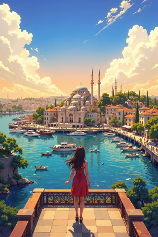 Istanbul, Turkey Beautiful Landscape, Bright Sunny Sky, Woma... — Stable Diffusion AI Prompt: Istanbul, Turkey beautiful landscape, bright sunny sky, woman, very intricate, v...