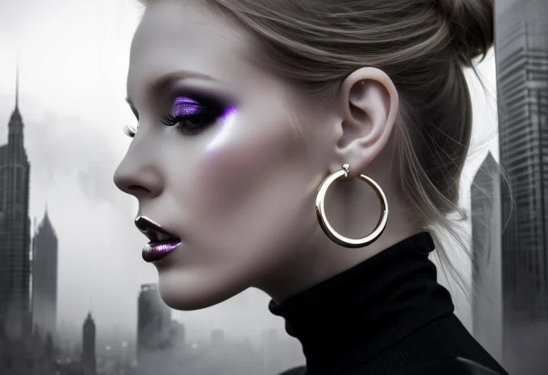 The Image Presents A Striking Portrait Of A Woman, Captured...