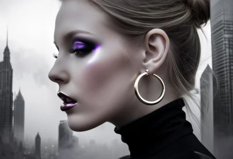 The Image Presents A Striking Portrait Of A Woman, Captured... — SDXL AI Prompt: The image presents a striking portrait of a woman, captured in a futuristic city...