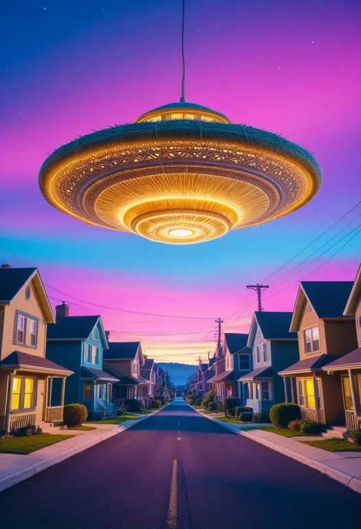 A Ufo Made Of Straw Thread, Saucer-shaped Body Covered In In...