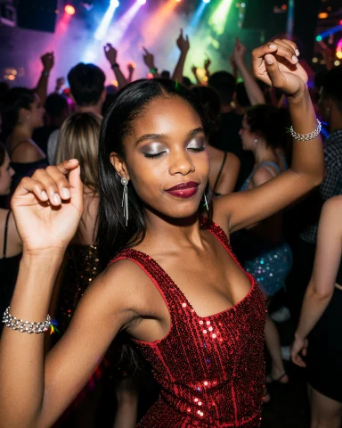 Smartphone Capture, Candid Nightlife Photography. A Slight D... — Stable Diffusion AI Prompt: Smartphone capture, candid nightlife photography. A slight dutch angle, 4:5 vert...