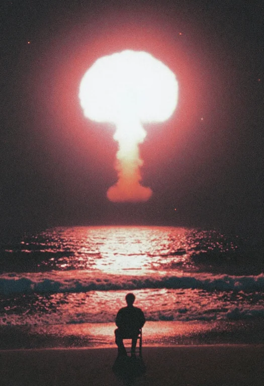 Darkdreamcorestyle, A Lone Silhouetted Figure Sits Motionles...