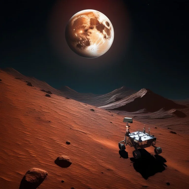 A Rover Cresting A Ridge On A Rust-red Planet, Impressionist...