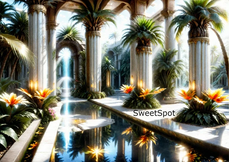 Palm Tree, Flower, Plant, Column, Pillar, Reflection. Light...
