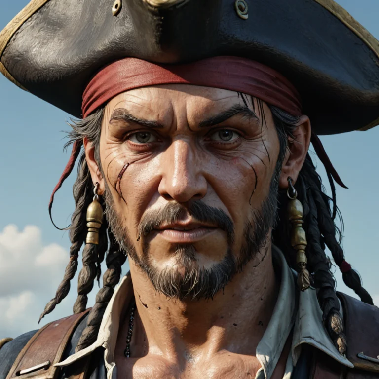 John 02, Jack 04, Crack 06 Pirate Character Close Up