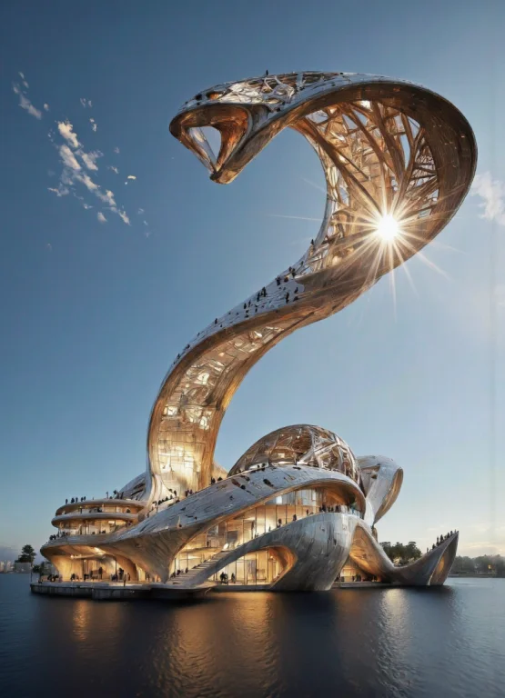 Futura. A Photo-realistic Rendering Of A Futuristic Building...