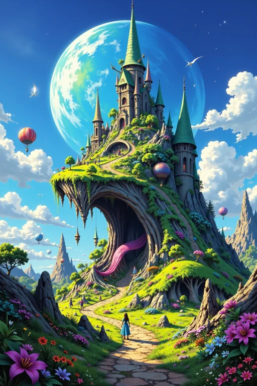 Fantasy Earth, Elven, Fairies And Wizards Land Anime Landsca...
