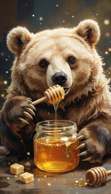 Cute Bear Eating Honey, N0vuschr0ma Style