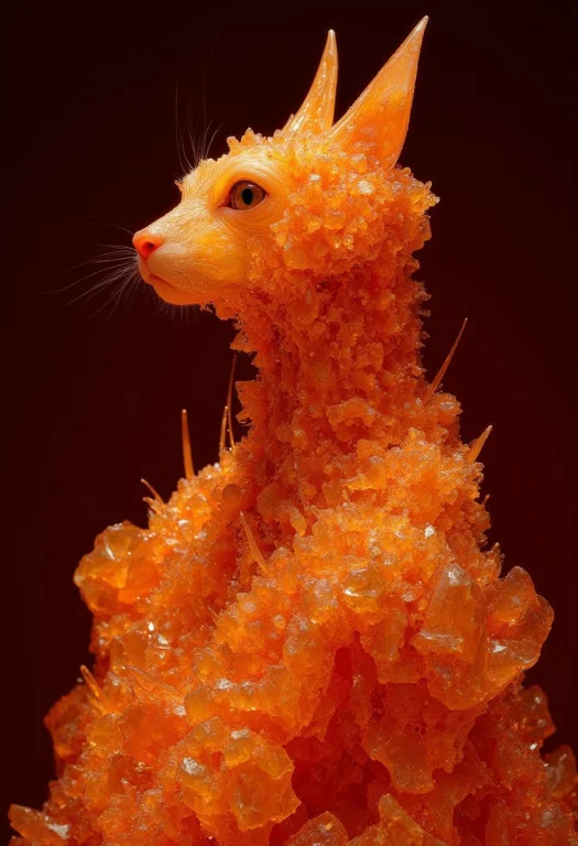 A Orange Tabby Made From Rough Orange Crystals, In Profile,...