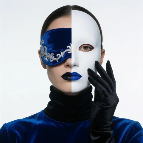 High Fashion Split Portrait Prompt — Stable Diffusion AI Prompt: High-fashion studio photography, avant-garde conceptual portrait, a symmetrical...