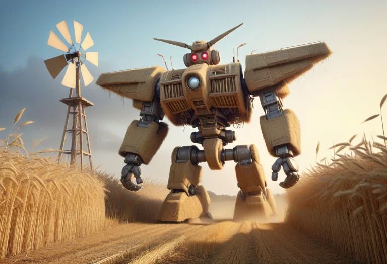 Giant Robot,straw, Windmills,high Quality, Masterpiece, Wire...