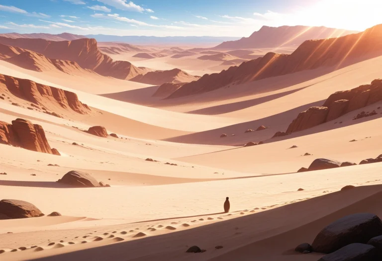 Desert, Sand, Day, Sandy Rocks, Digital Comic Book Illustrat...