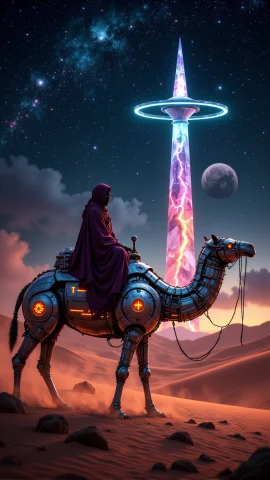 Aidmahidreamstyle, A Cinematic Fantasy-style Scene Set In An... — Stable Diffusion AI Prompt: aidmaHiDreamStyle, A cinematic fantasy-style scene set in an endless desert bene...