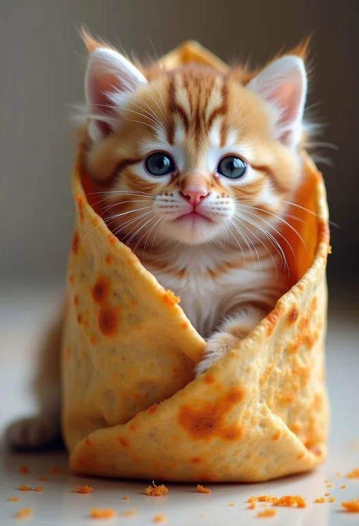 A Fluffy Kitten In A Burrito