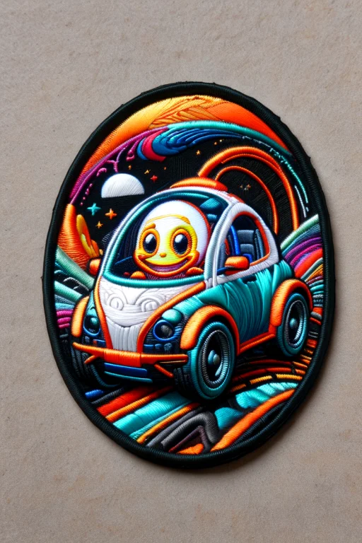 Smiling Egg Driving A Futuristic Vehicle, Surreal, Scenery,...