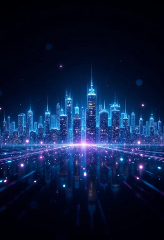 This Eye-catching Digital Artwork Features A Neon-lit City S...