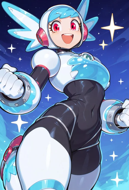 1girl,twinkill, Robot Girl, Aqua Hair, Orange Eyes, Robot Jo...