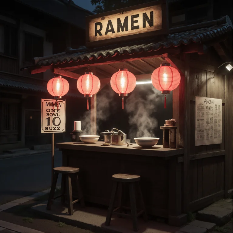 A Nostalgic 1960s Japanese Ramen Street Stall At Night In A...