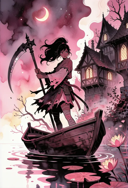 A Stylized Illustration Combining Soft, Atmospheric Watercol...