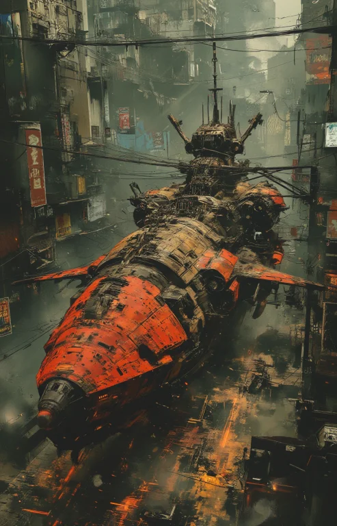 A Large Intricately Designed Spaceship Or Aircraft Predomina...