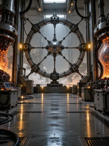 Csbf, St13, A Dark Futuristic Biomechanical Laboratory Chamb... — Stable Diffusion AI Prompt: CSBF, st13, A dark futuristic biomechanical laboratory chamber, frontal symmetri...