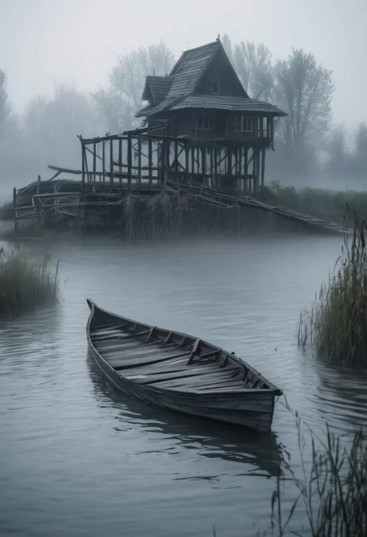 A Wooden Bridge That Leads To A Small Island In The River. O...