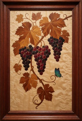 Intricate Marquetry Wood Inlay Art, Handcrafted Wood Mosaic,... — Stable Diffusion AI Prompt: Intricate marquetry wood inlay art, handcrafted wood mosaic, precise veneer craf...