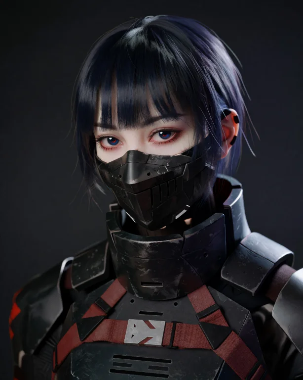 Star Replika Mask, Editorial Studio Portrait, Medium Format...
