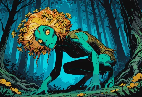 Violent Adorable Nature Spirit Prompt — Stable Diffusion AI Prompt: 1girl, solo, from below, looking down, violent but adorable nature spirit, femin...