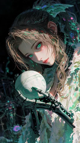 A Reimagined Aerith Gainsborough From Final Fantasy Vii Tran... — Stable Diffusion AI Prompt: A reimagined Aerith Gainsborough from Final Fantasy VII transformed into a feral...