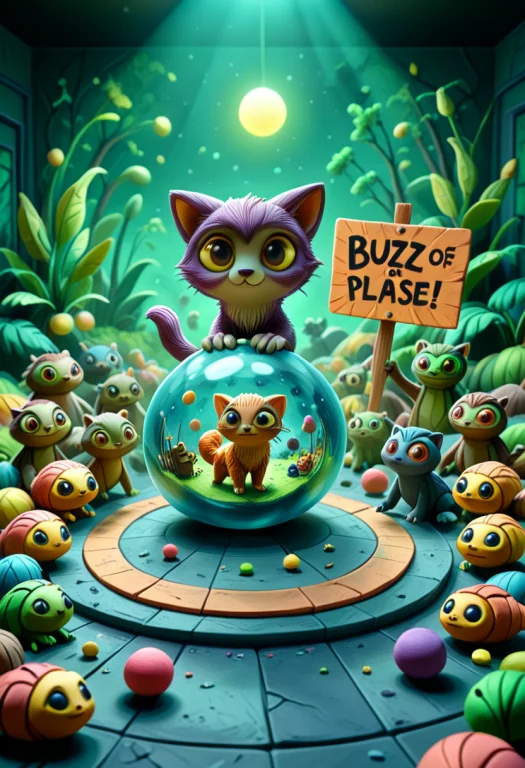 Masterpiece, Kitten, Playing, With A Ball, Inside, A Glass B...