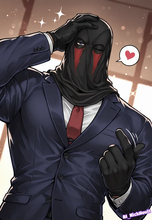 K0n1g, Black Cloth Mask, Red Accents On The Mask, Blue Eyes,...