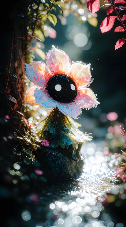 Zidiusart, A 2d Flower Spirit Made With Long Brushstrokes, F...