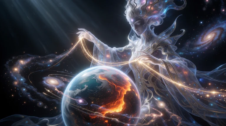 A Majestic Creator Deity Weaving The Universe, Genderless Et...