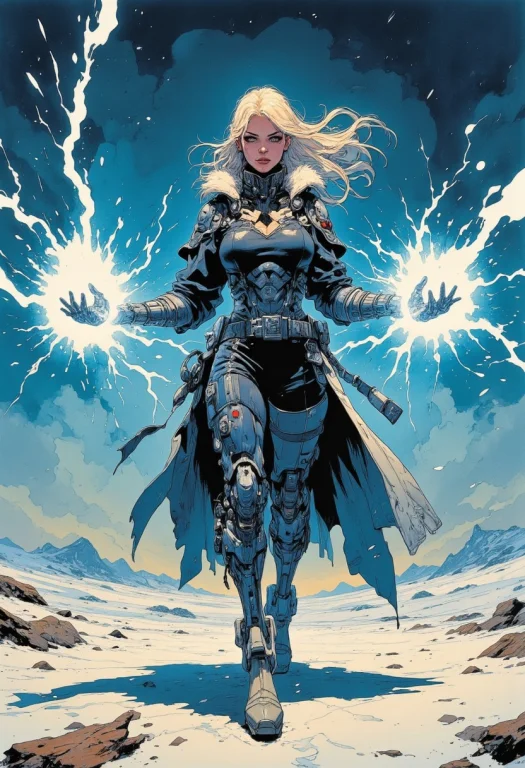 A Dynamic, Comic Book Style Night Scene Unfolds On A Wide, S...